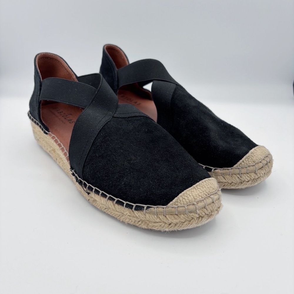 Fabiolas Spanish Black Suede Espadrilles Sz 39 US 8.5 Anthropologie